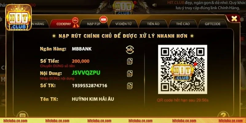 HIT CLUB cho phép người chơi nạp tiền không giới hạn.